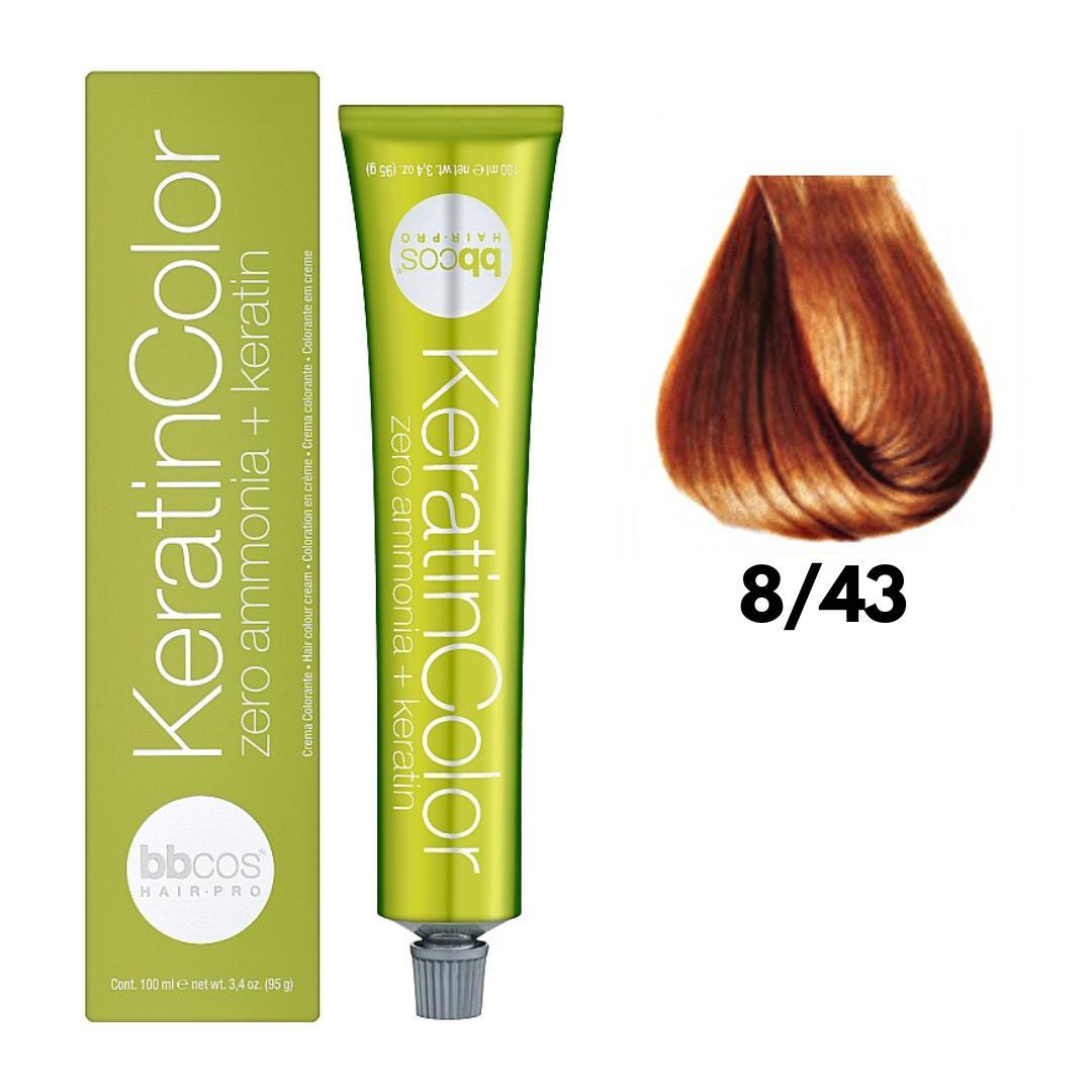 Крем-фарба безаміачна для волосся BBCos Keratin Color №8.43 Light Copper Golden Blonde 100 мл, фото 1