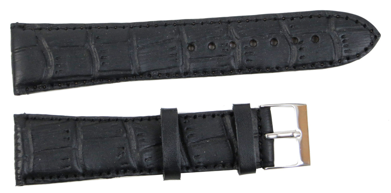 Шкіряний ремінець для годинника під рептилію Mykhail Ikhtyar Ш24 мм чорний
