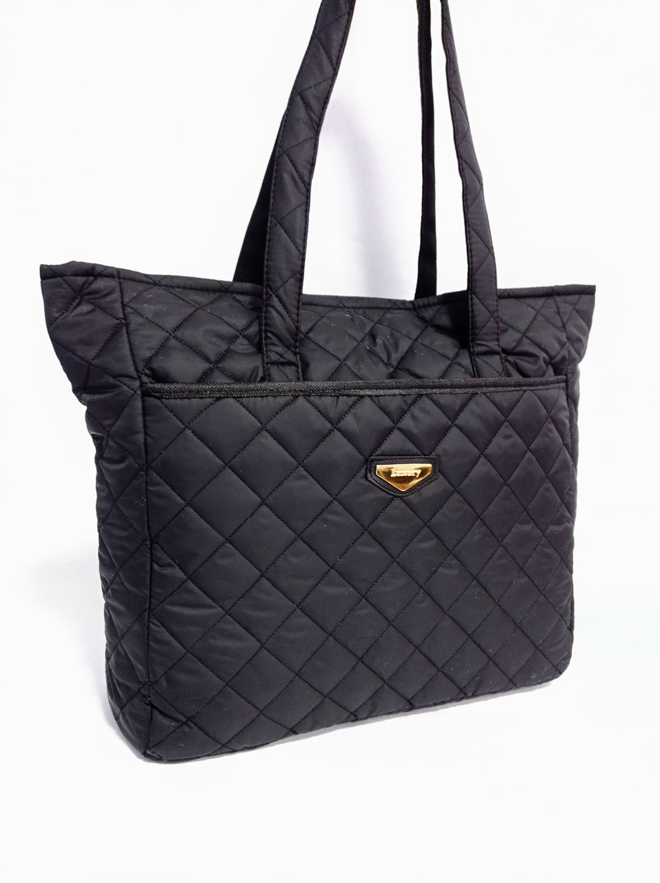 Містка стьобана сумка-шопер 45*33см чорна (200-352), фото 1