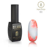 Гель лак Аква капли AQUA DROPS Milano 8 ml №1 оранжевый акварельный лак на спиртовой основе