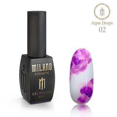 Гель лак Аква краплі AQUA DROPS Milano 8 ml №2 фіолетовий акварельний лак на спиртовій основі