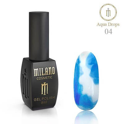 Гель лак Аква краплі AQUA DROPS Milano 8 ml № 4 синій блакитний акварельний лак на спиртовій основі