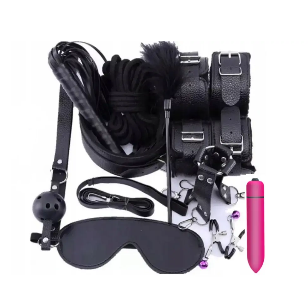 БДСМ набір MAX SET наручники затискачі кляп-пробка 11 предметів, фото 1