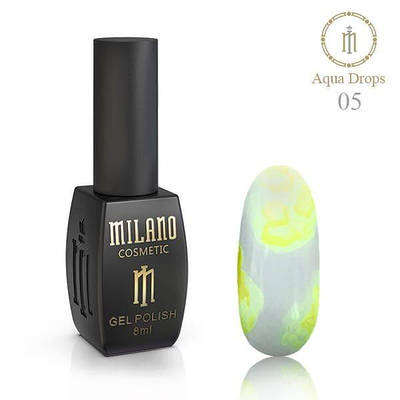 Гель лак Аква краплі AQUA DROPS Milano 8 ml №5 жовтий акварельний лак на спиртовій основі