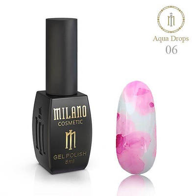 Гель лак Аква краплі AQUA DROPS Milano 8 ml №6 рожевий акварельний лак на спиртовій основі