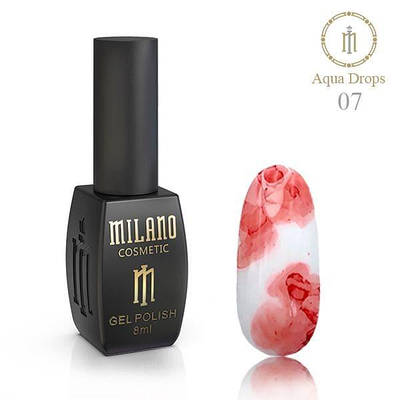 Гель лак Аква краплі AQUA DROPS Milano 8 ml №7 червоний акварельний лак на спиртовій основі