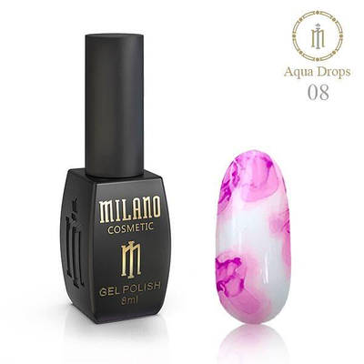Гель лак Аква краплі AQUA DROPS Milano 8 ml №8 малиновий акварельний лак на спиртовій основі
