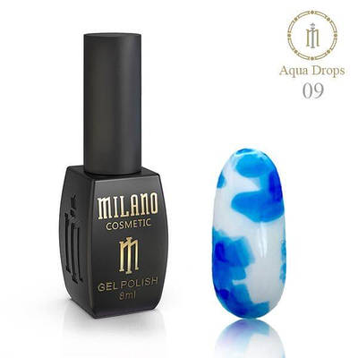 Гель лак Аква краплі AQUA DROPS Milano 8 ml №9 синій акварельний лак на спиртовій основі