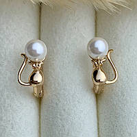 Сережки дитячі Xuping Jewelry котики з перлиною з медичного сплаву (АРТ. №2568)