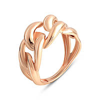 Широкое золотое кольцо вензель в виде цепи трендовое женское кольцо из золота 585 пробы без камней размер19