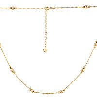 Женское колье золотое с шариками без камней стильное ожерелье из золота цепочка украшена бусинами 45-50 см