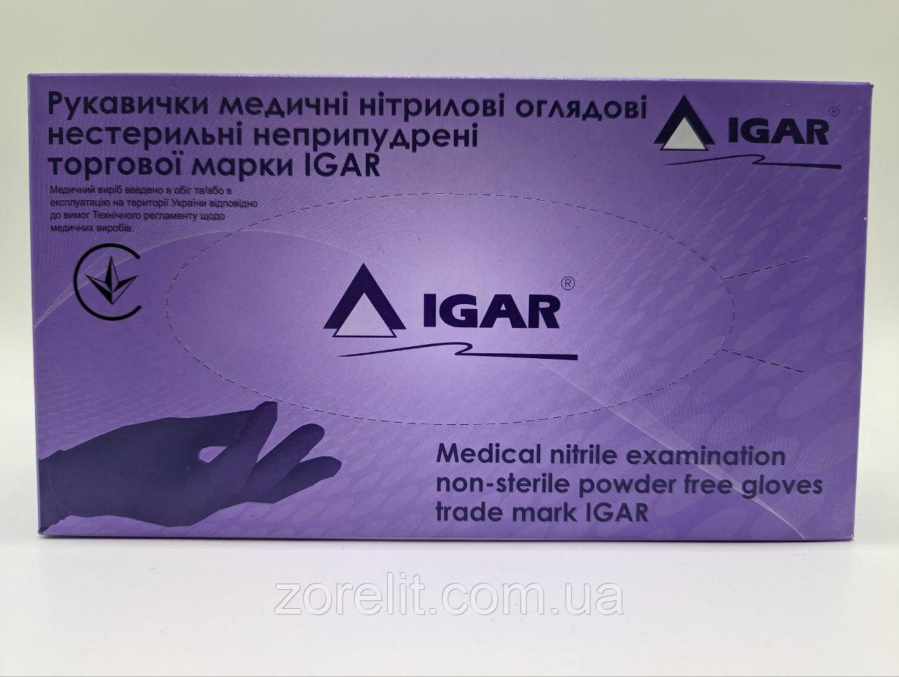 Рукавички медичні нітрилові IGAR блакитні, L 100шт/уп.