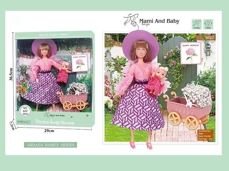 Лялька Мама з пупсом (висота 30 см, немовля, знімне взуття, аксесуари, коляска) A 790-2, фото 1
