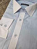 Чоловіча сорочка блакитного кольору з оздобленням, фото 2