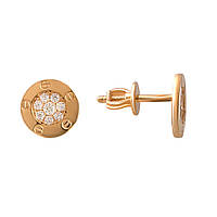 Золоті сережки гвоздики пусети з фіанітами жіночі кульчики золоті маленькі зручні
