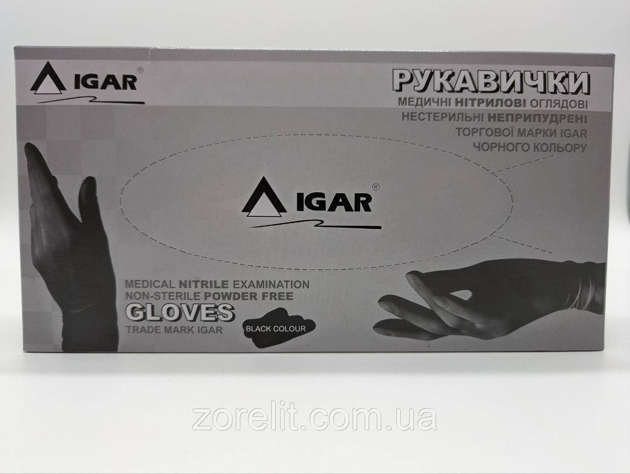 Рукавички нітрилові IGAR Black, 200 шт/уп, фото 1