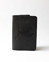 Шкіряна Обкладинка для ветеринарного паспорта "Pet Passport",чорна.