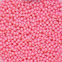 Розовые шарики сахарные кондитерские с перламутром, розовый жемчуг для десертов, 6 мм, 50 г