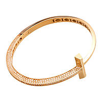 Стильный золотой браслет на руку кольцо в стиле тиффани женский браслет с камнями фианитами золото размер 18