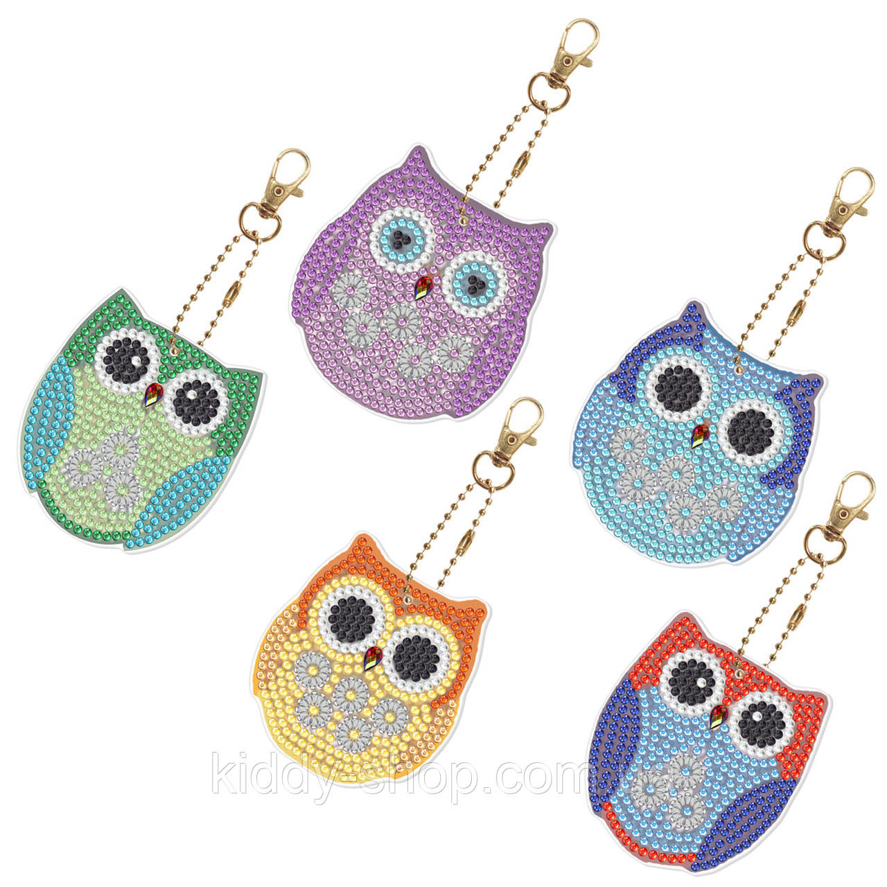 Набір брелків для алмазної мозаїки ColorArt Сови,5 шт, фото 1