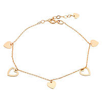 Романтичный женский золотой браслет на руку сердце браслет цепочка на руку с сердечками золото 17-20 см