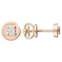 Золоті сережки гвоздики пусети з натуральним бриліантом 0.22 карата жіночі серги з одним каменем вагою 1.93 г