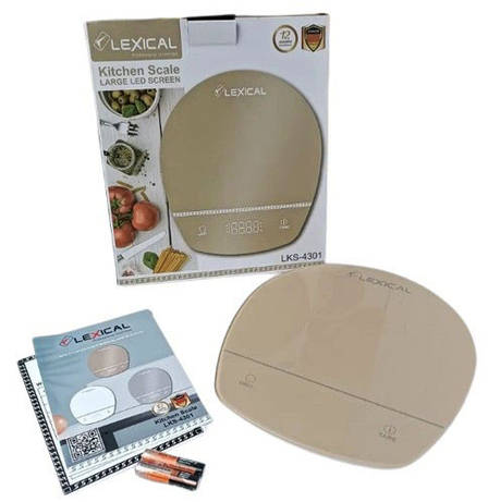 Настільні кухонні електронні ваги Lexical LKS-4301 для зважування продуктів до 5 кг Бежеві, фото 3