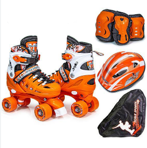 Дитячий багатофункціональний набір Ролики-Квади Scale Sport із захистом і шоломом розмір 34-37 (помаранчеві)
