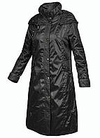 Плащ пальто женский длинный демисезонный утепленный с капюшоном Mirage Черный Размер 54