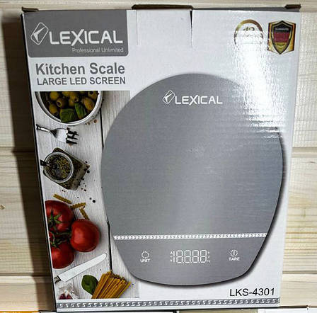 Настільні кухонні електронні ваги Lexical LKS-4301 для зважування продуктів до 5 кг Сірі, фото 2