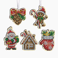 КНІ_міні_115 Рождественский набор для вышивки бисером по дереву игрушек на елку