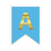 Букви на прапорці для будь яких написів "А" золото на голубому