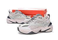 Мужские кроссовки Nike M2K Tekno grey (серые) красивые объемные кожа/текстиль весна-осень Y12039