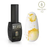 Гель лак Аква краплі AQUA DROPS Milano 8 ml №12 жовтий жовток акварельний лак на спиртовій основі