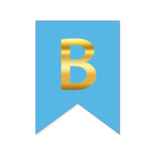 Букви на прапорці для будь яких написів "В" золото на голубому