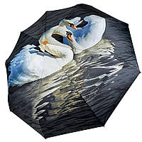 Женский зонт-автомат в подарочной упаковке с платком экзотический принт с лебедями от Rain Flower 01010-6