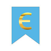 Букви на прапорці для будь яких написів "Є" золото на голубому