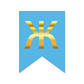 Букви на прапорці для будь яких написів "Ж" золото на голубому