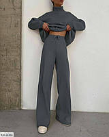 Костюм брючный прогулочный жннский стильный повседневный ангоровый голь и расклешенные брюки размеры 42-48