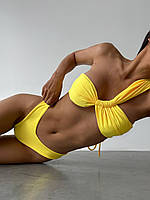 Стильный женский купальник, с высокой талией, Купальник «Жемчужина» с завязками Xs-S/M/L, Цена: 986 грн жовтий