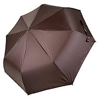 Женский однотонный зонт полуавтомат от TNEBEST с серебристым покрытием изнутри коричневый 0614-3
