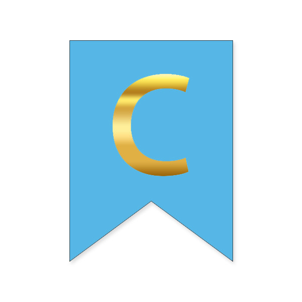 Букви на прапорці для будь яких написів "С" золото на голубому