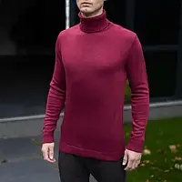 Гольф мужской Axelrod зимний трикотажній свитер с воротником теплый бордовый