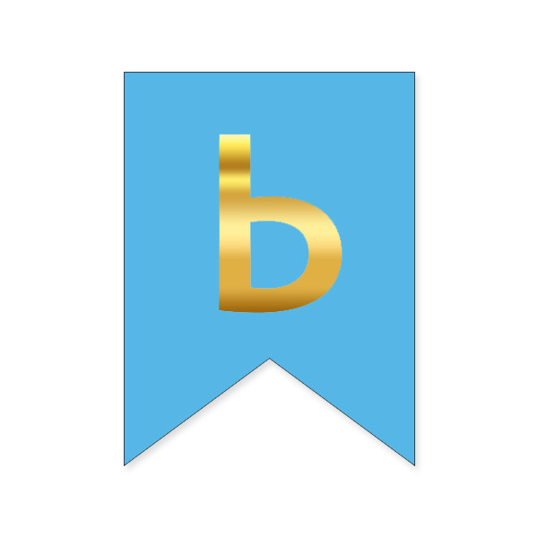 Букви на прапорці для будь яких написів "Ь" золото на голубому