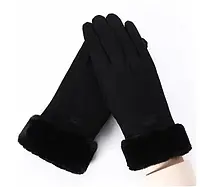 Жіночі сенсорні рукавички Fashion Gloves теплі м'які чорні