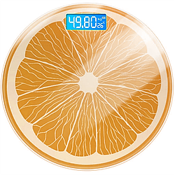 Ваги підлогові електронні до 180кг, "Апельсин" 2003A, на батарейках / Ваги круглі для зважування з термометром