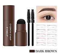 Пудра-штамп для брів з трафаретами P.TWO.P Dark Brown, 1.8 г