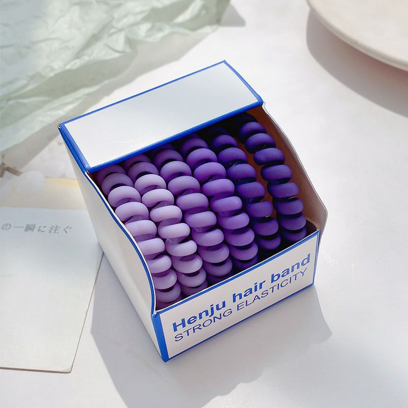 Набір повнорозмірних матових резинок-пружинок в коробці (відтінки фіолетового), фото 1