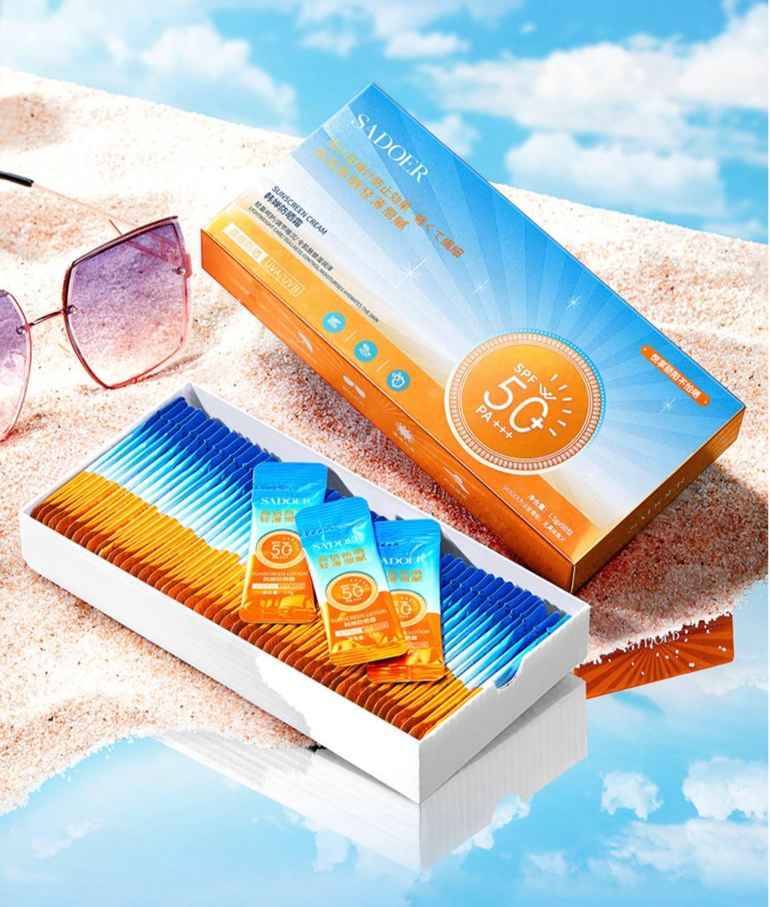 Набір сонцезахисних кремів для обличчя Sadoer SPF 50 (50 шт. х 1.5 г)
