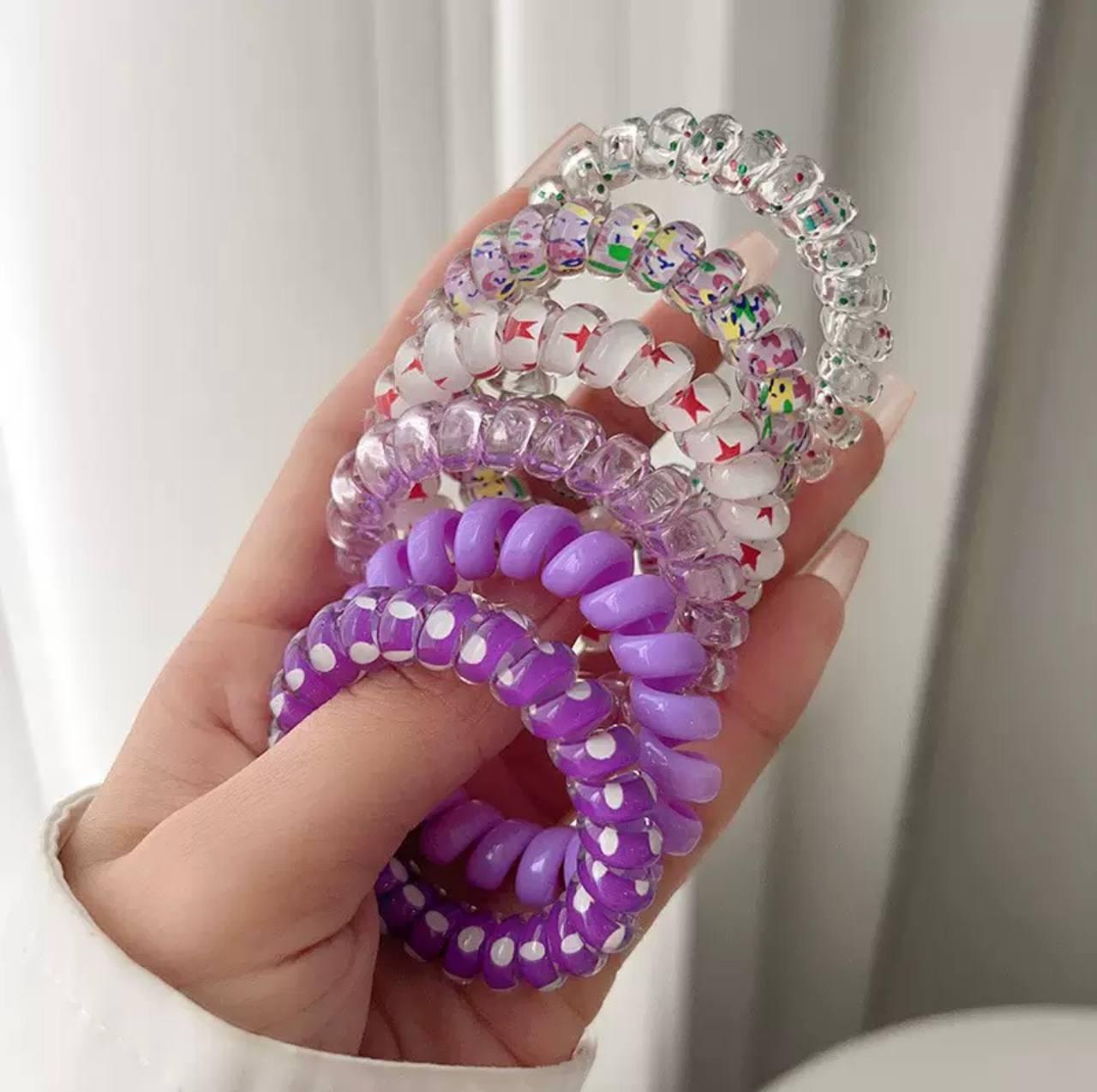 Набір повнорозмірних кольорових резинок-пружинок в зіп-пакеті (відтінки фіолетового), фото 1